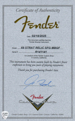 Fender Custom Shop Master Built 1969 Stratocaster Relic Electric Guitar in Sea Foam Green