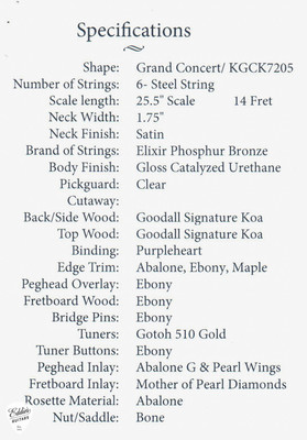 2024 - Goodall Signature Hawaiian Koa Grand Concert Acoustic Guitar