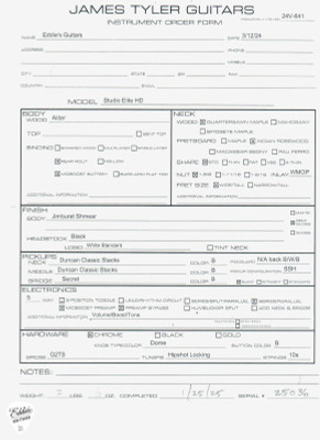 James Tyler Studio Elite HD Jimburst Shmear Electric Guitar