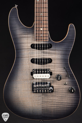 Ibanez Tom Quayle Signature TQM2 Electric Guitar in Charcoal Black Burst Flat