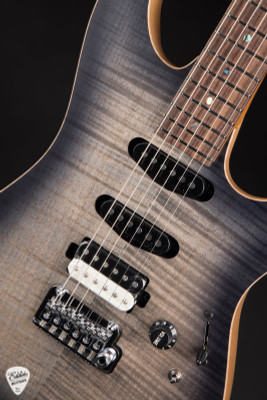 Ibanez Tom Quayle Signature TQM2 Electric Guitar in Charcoal Black Burst Flat