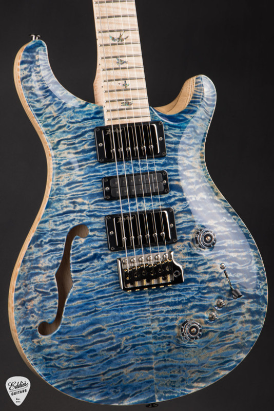 Paul Reed Smith Eddie’s Guitars Wood Library Special Semi-Hollow Figured Maple Neck Electric Guitar in Faded Blue Jean