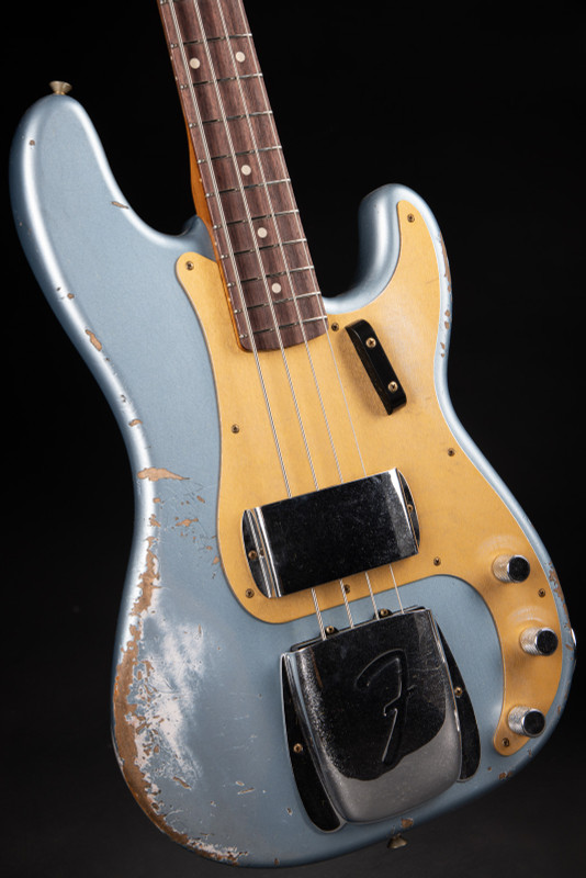 Fender Custom Shop 64 Precision Bass Heavy Relic P/J Bass Guitar in Ice Blue Metallic