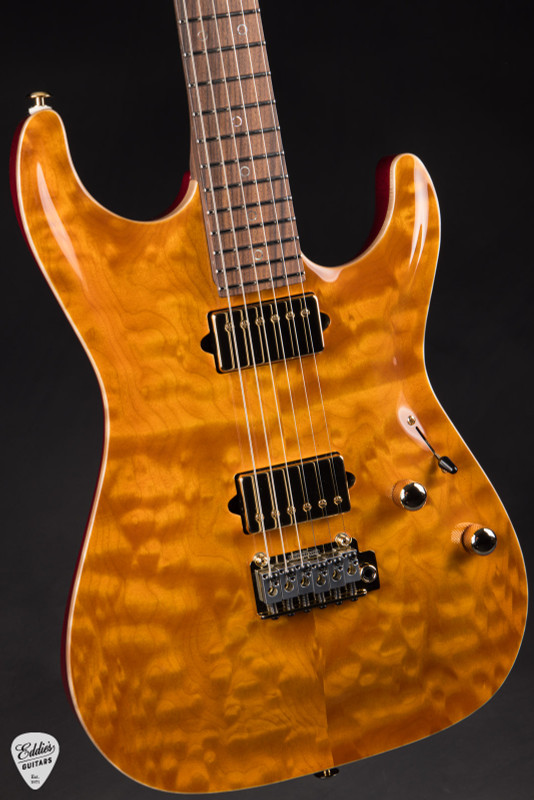 Suhr Standard Carve Top Pau Ferro Neck – Trans Amber Electric Guitar