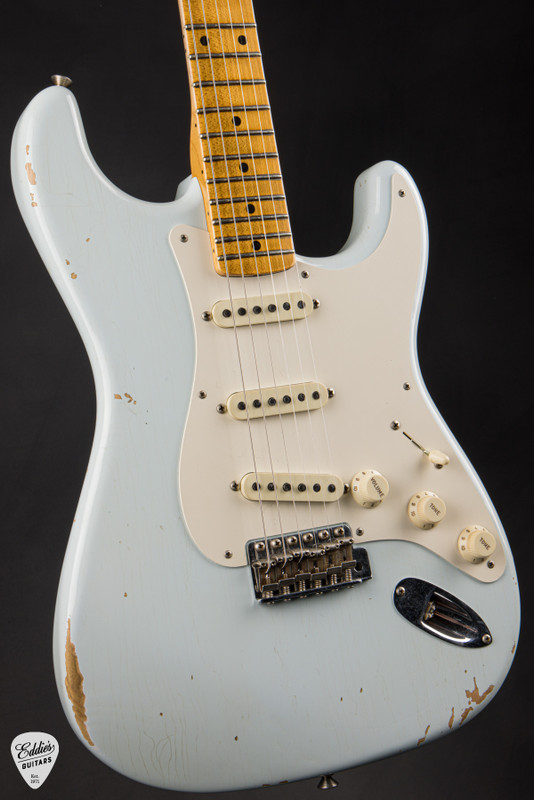 2018 – Fender Custom Shop Wildwood 10 ’55 Stratocaster Relic Electric Guitar in Faded Sonic Blue