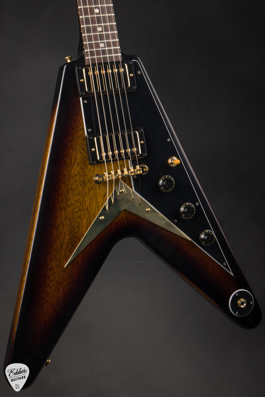 Gibson Custom Shop PSL 1958 Korina Flying V Black Pickguard VOS Vintage Sunburst Electric Guitar