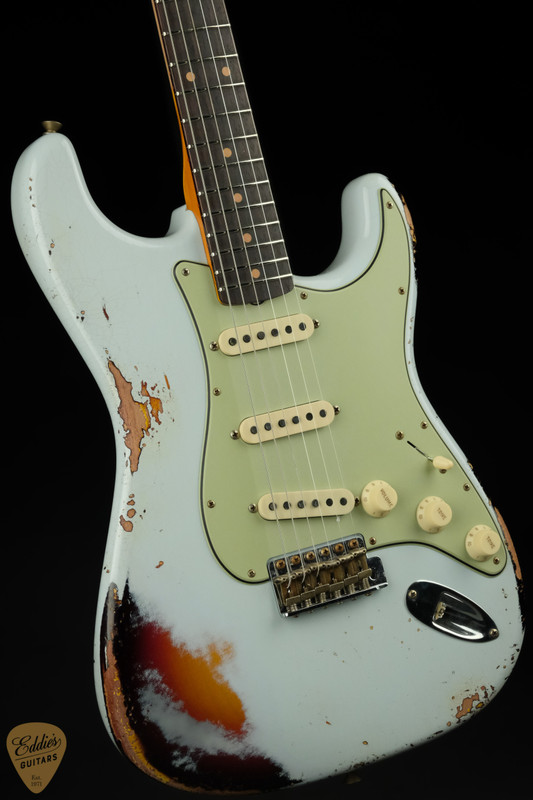 2024 - Fender Custom Shop 1961 Stratocaster Heavy Relic - Super Faded Aged Sonic Blue Over 3-Tone Sunburst