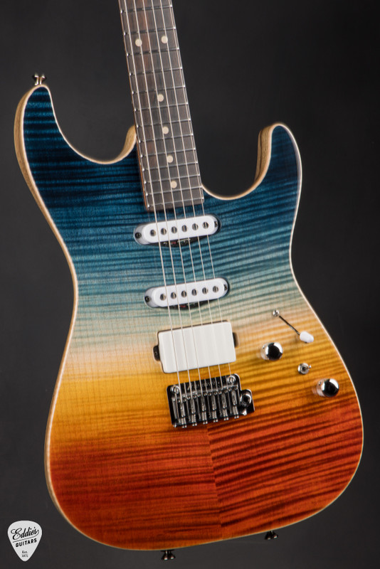Tom Anderson Drop Top Fire Sunset Double Wipeout With Binding Electric Guitar