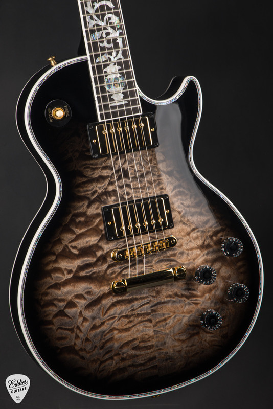 Gibson Custom Shop Dealer Select Les Paul Ultima Tree of Life Cobra Black and Yellow Electric Guitar