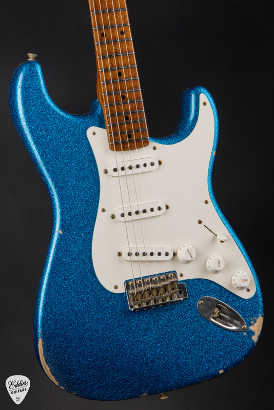 Fender Custom Shop 50s Dualmag II Stratocaster Relic Blue Sparkle Electric Guitar