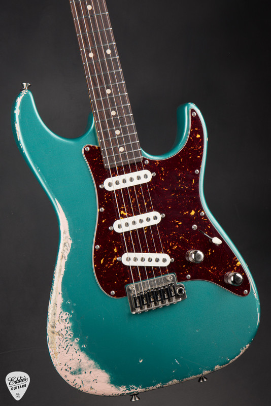 Tom Anderson The Classic Sherwood Green over Shell Pink Electric Guitar
