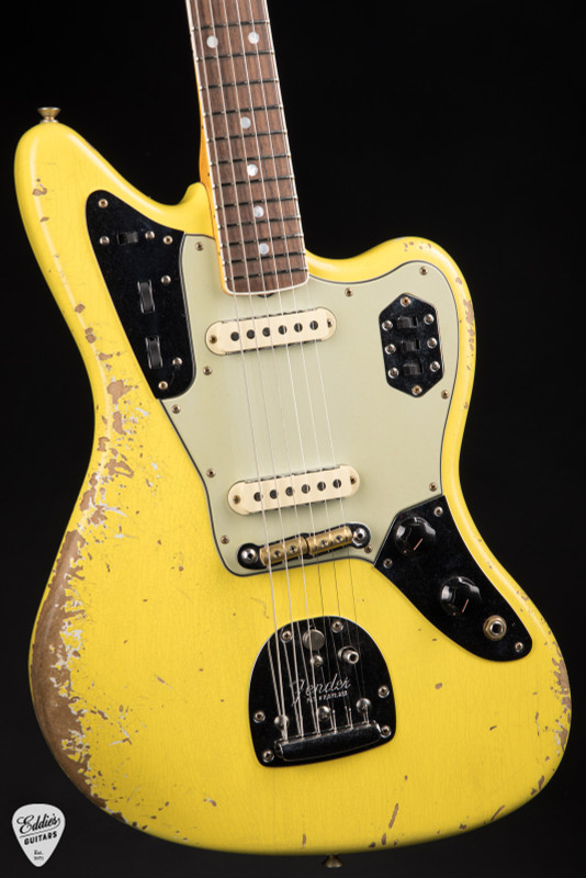 Fender Custom Shop 1965 Jaguar Heavy Relic electric guitar in faded graffiti yellow