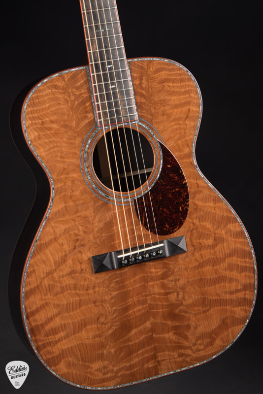 Huss and Dalton OM Custom Acoustic Guitar with Curly Redwood and African Blackwood