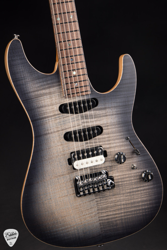 Ibanez Tom Quayle Signature TQM2 Electric Guitar in Charcoal Black Burst Flat