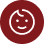 A dark red circle with a white smiling face icon