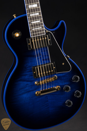 ギター Gibson Les Paul Customshop Blue Widow Gibson Custom Shop Made 2 Measure Les Paul Custom Figured Blue
