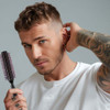 Static Free Black 12 Row Round Brush with model