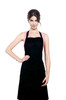 Female Model Wearing Black Static Free Water Resistant Polyester/Carbon Fiber Blend Apron 