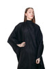 Female Model Wearing Black Soft Neoprene Neck Static Free Hair Cutting Cape 
