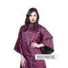 Model wearing Flip Zebra Reversible Pink & Black All Purpose Cape showing the Water-Resistant Haircutting Cape Side