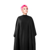 Hand Talker All Purpose Cape, Black Hand Openings for Client Mobility, Bleach Proof Polyester Material on Model with Hands In