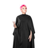 Hand Talker All Purpose Cape, Black Hand Openings for Client Mobility, Bleach Proof Polyester Material on Model with Hands Out Peace
