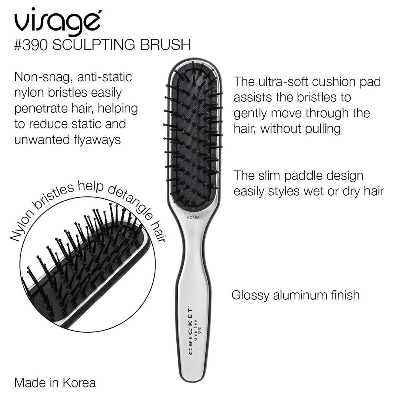 Kbeauty Brush Visage Pro Hairstyling Sculpting Paddle Static Free Hair