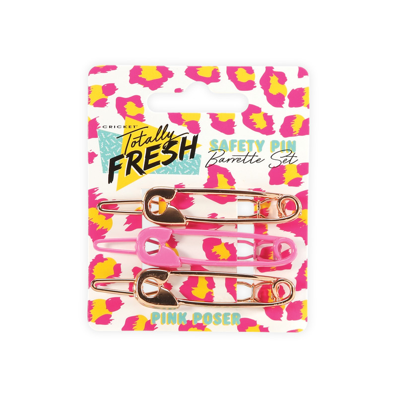 Totally Fresh Pink Poser Safety Pin Barrette Set 3PC
