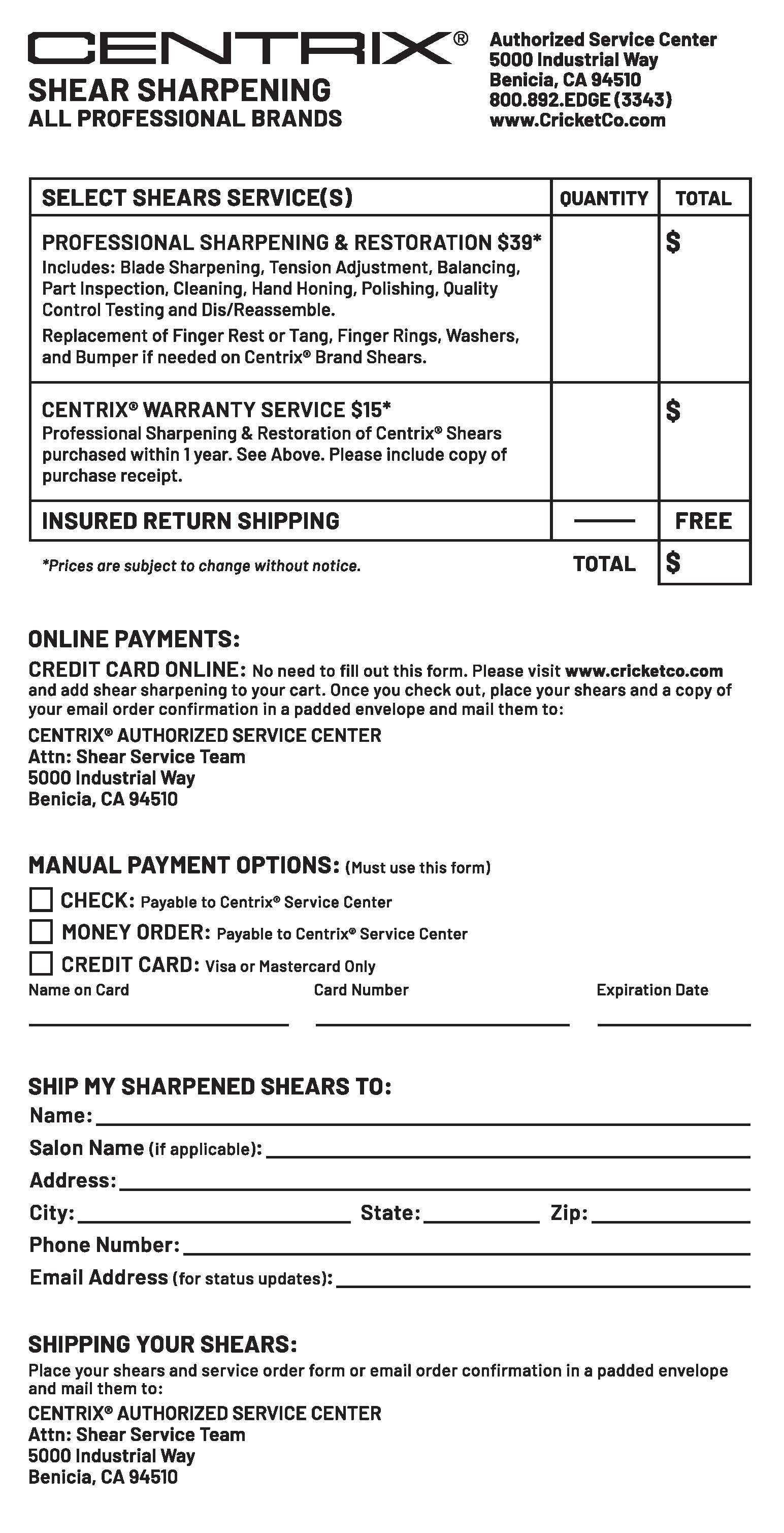 Mail in Scissor Sharpening - Sharpen By Mail