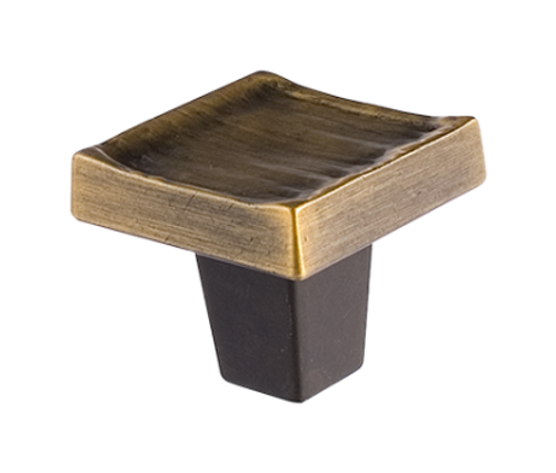 Forged 3 Square Knob 1 1/4'' C-FC304  in Antique Brass