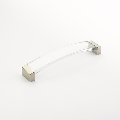 Contemporary Positano Pull, Arched, Clear, 160 mm 321-15-CL in Satin Nickel