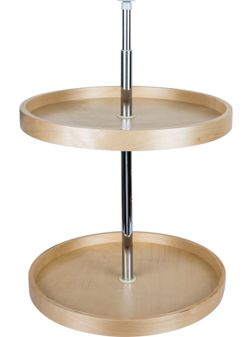 18'' Round Banded Lazy Susan Set with Twist And Lock Adjustable Pole BLSR218-SET  in