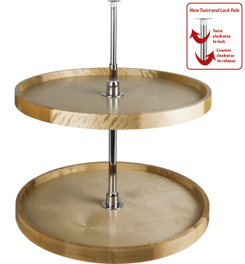 28'' Diameter Round Wood Lazy Susan Set with Twist And Lock Pole LSR228-SET  in