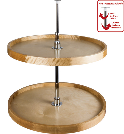 18'' Diameter Round Wood Lazy Susan Set with Twist And Lock Pole LSR2318-SET  in