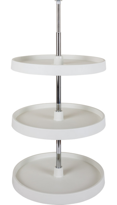 18'' Diameter Round Plastic Lazy Susan Set with Twist And Lock Pole PLSR2318  in White