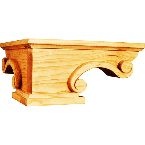 Scrolled Corner Pedestal Foot PFCS2 in Alder