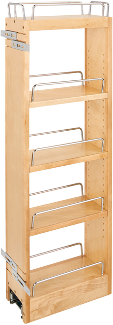 Rev-A-Shelf 5 in x 36 in H Wood Pull Out Wall Organizer w/Soft Close 448-BBSCWC36-5C