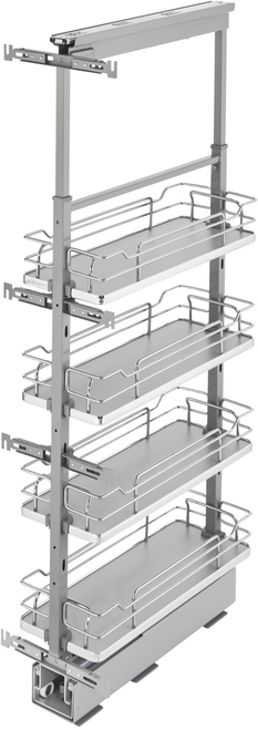 Rev-A-Shelf 8 in Chrome Solid Bottom Pantry Pullout Soft Close 5343-08