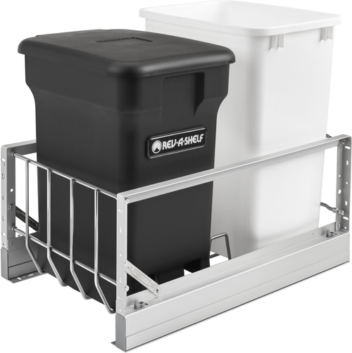 Rev-A-Shelf Aluminum 35 Qrt Waste Container Pull-Out w/ Compost bin 5349-18CK-2