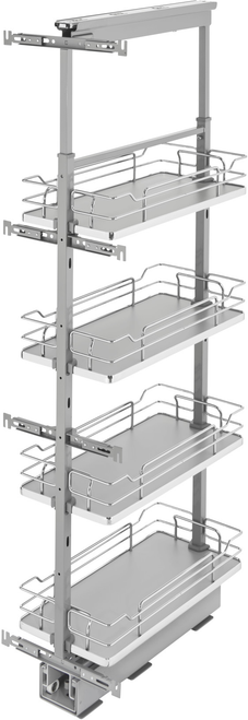 Rev-A-Shelf 10 in Chrome Solid Bottom Pantry Pullout Soft Close 5350-10