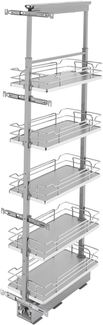 Rev-A-Shelf 10 in Chrome Solid Bottom Pantry Pullout Soft Close 5358-10