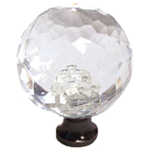 Round 1-3/8'' Crystal Knob with Bronze Base