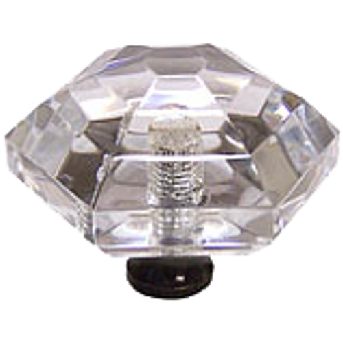 Hexagon 1-1/2'' Crystal Knob with Bronze Base