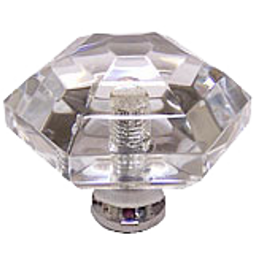 Hexagon 1-1/2'' Crystal Knob with Polished Chrome Base
