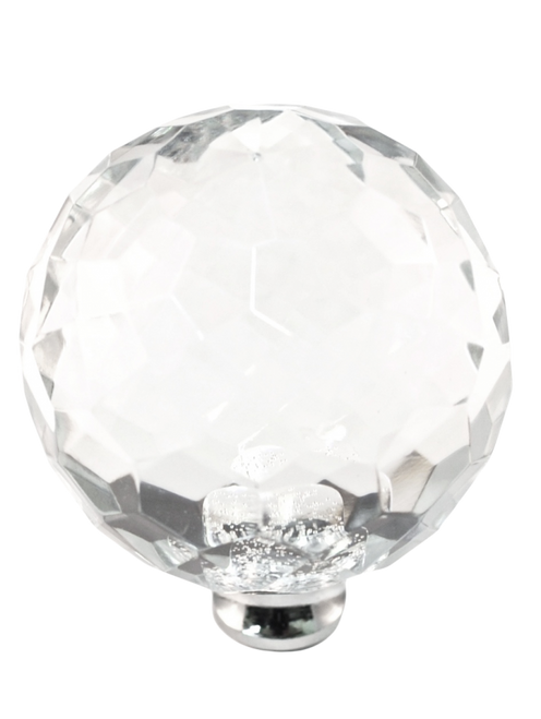 Round 1-3/4'' Crystal Knob with Polished Chrome Base