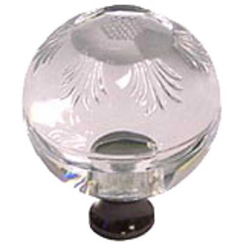 Round 1-3/8'' Crystal Knob with Bronze Base