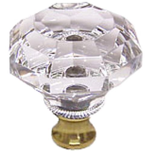 Octagon 1-1/4'' Crystal Knob with Polished Brass Base