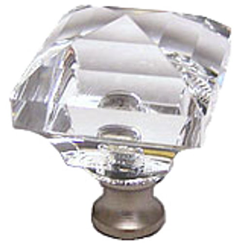 Square 1-1/4'' Crystal Knob with Satin Nickel Base