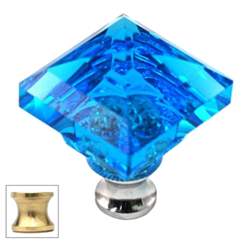 Aqua Square 1-1/4'' Crystal Knob with Polished Brass Base