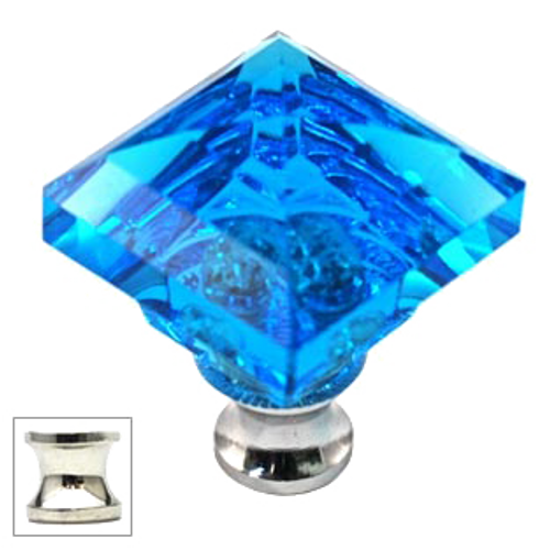 Aqua Square 1-1/4'' Crystal Knob with Polished Nickel Base
